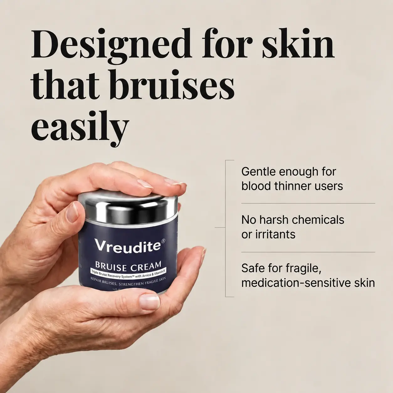 Vrerudite™ Bruise Repair & Skin — Strengthening Cream
